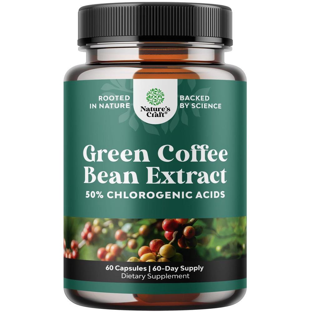 Natures Craft Green Coffee Bean Extract capsules ready for daily energy support.