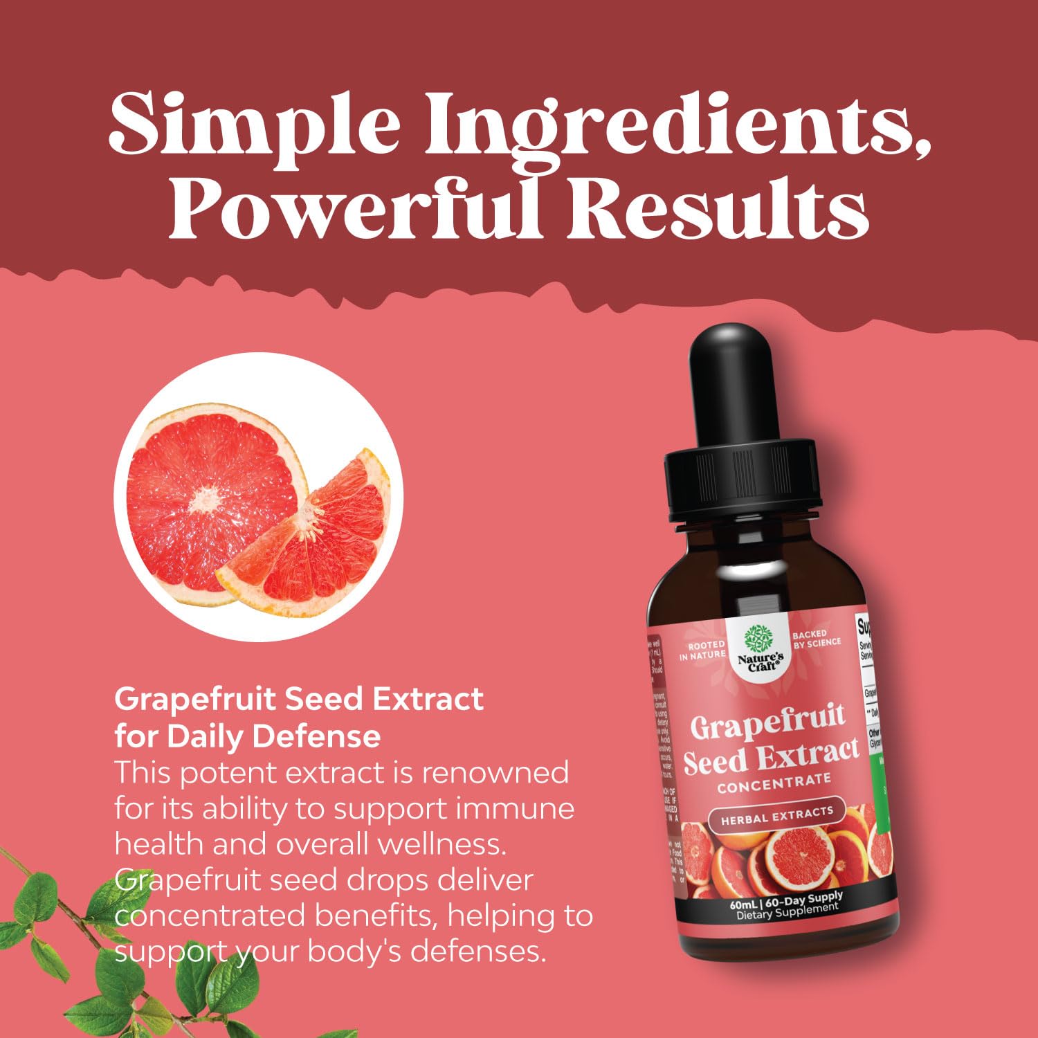Natures Craft GSE ingredients showcase bioflavonoids and polyphenols for support.