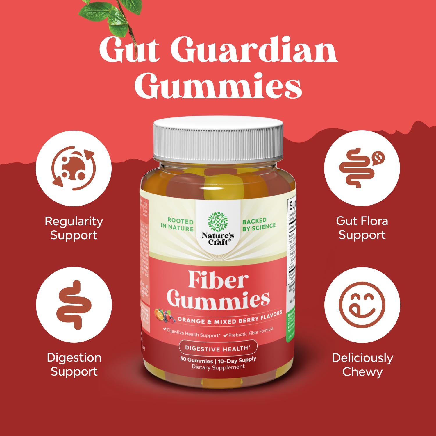 Nature's Craft gummy texture closeup hints at enjoyable digestive support