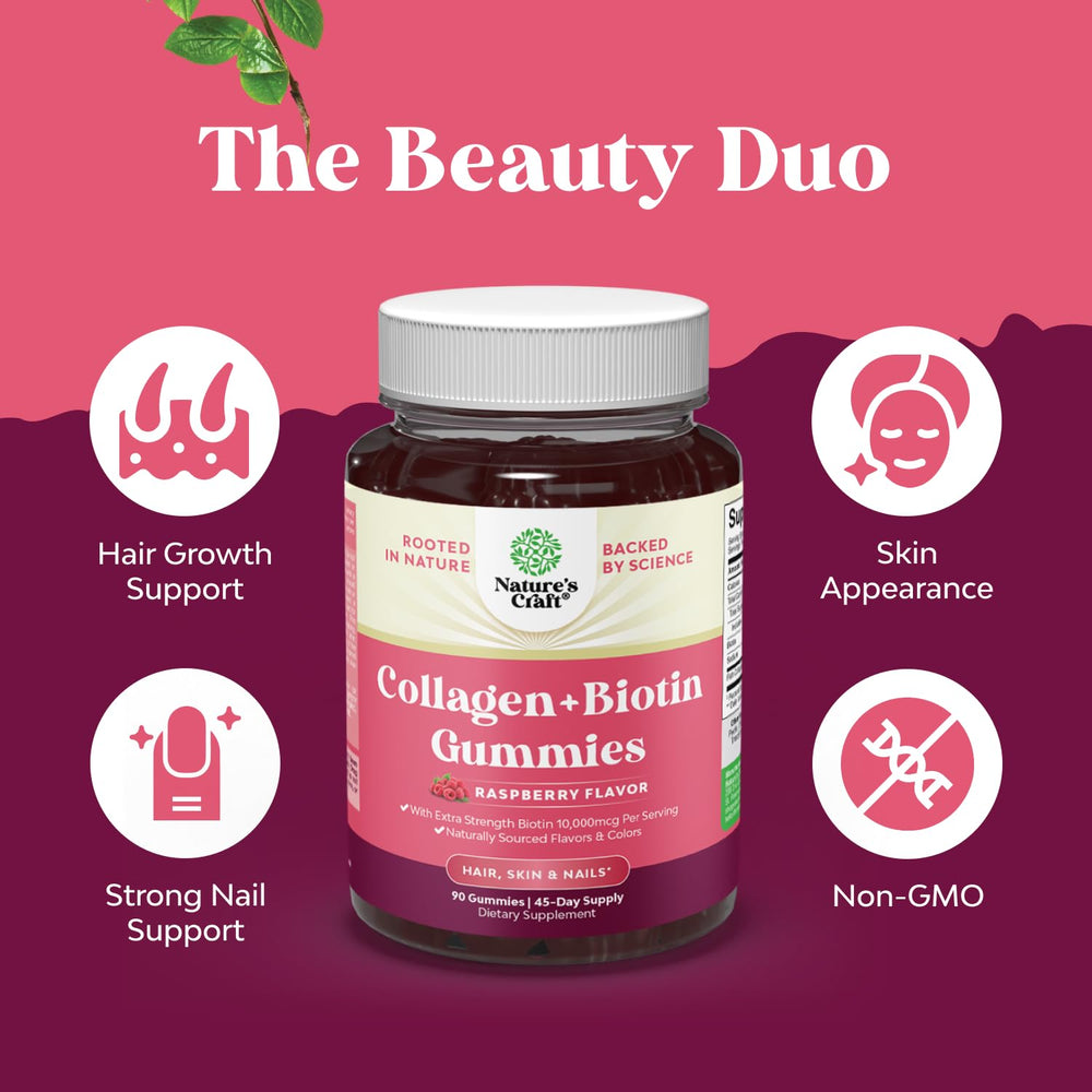 Natures Craft gummies feature non-GMO badge and marine collagen emphasis