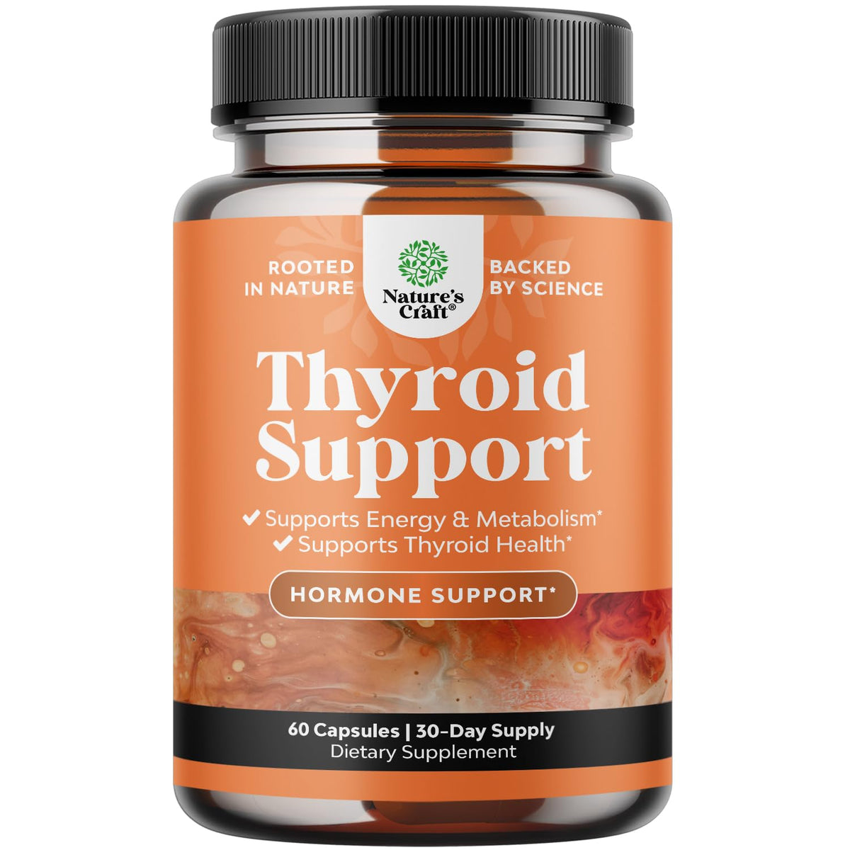 Natures Craft Herbal Thyroid Support Complex bottle front for energy support