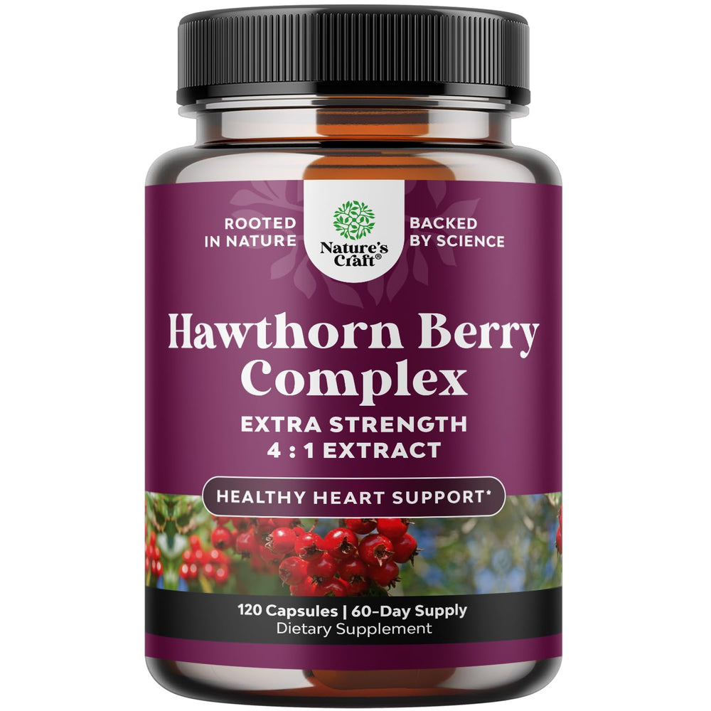 Natures Craft hawthorn capsules bottle front for heart support