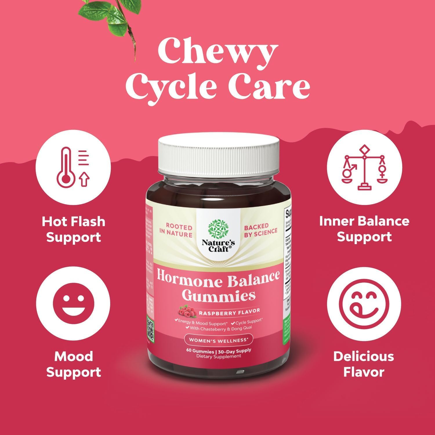 Natures Craft Hormone Balance Gummies in hand illustrate on-the-go wellness