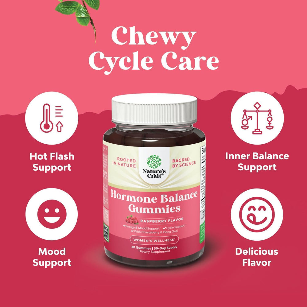 Natures Craft Hormone Balance Gummies in hand illustrate on-the-go wellness