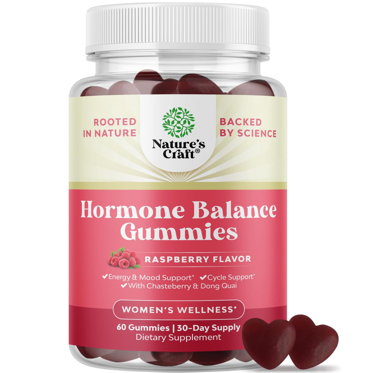 Natures Craft Hormone Balance Gummies bottle for daily mood and energy support.