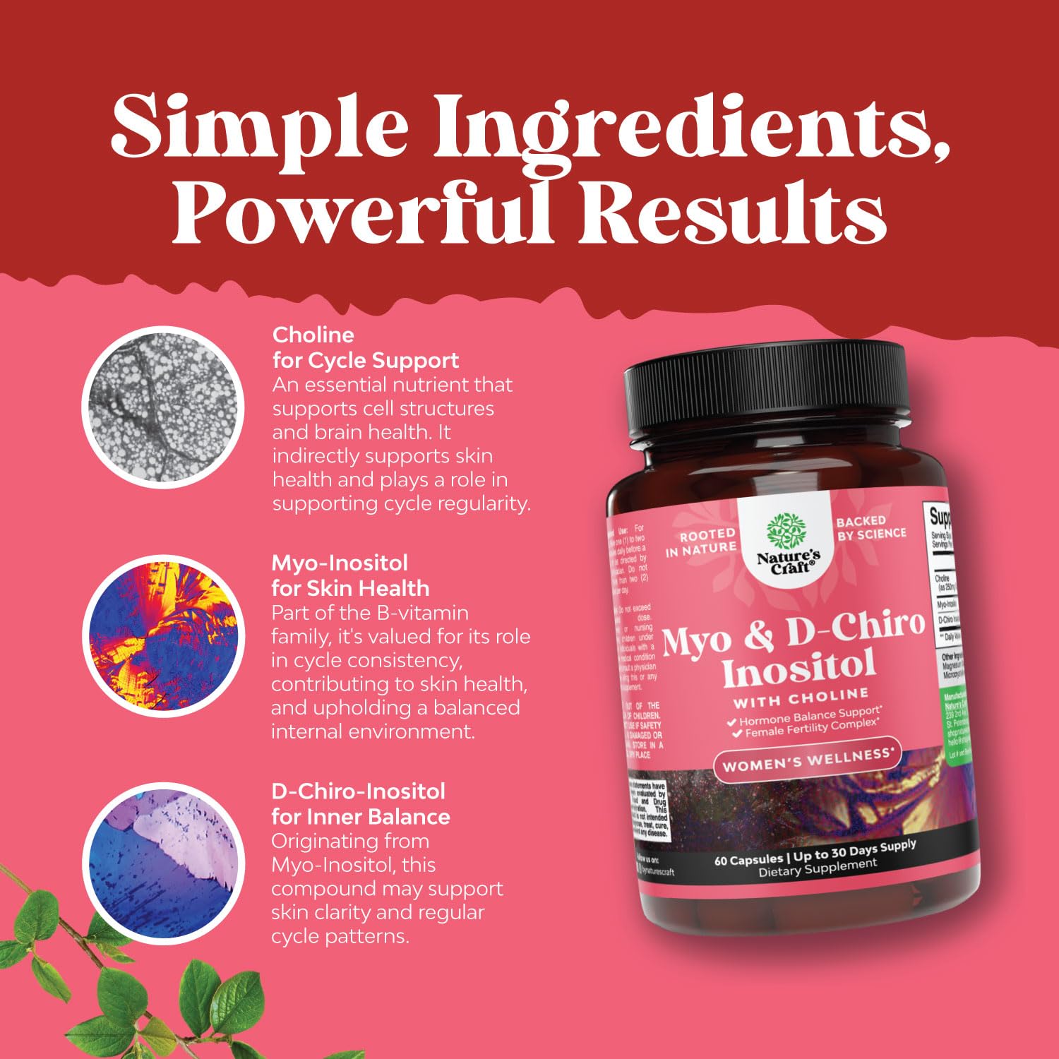 Natures Craft ingredientes clave: Myo-Inositol, D-Chiro-Inositol y Colina