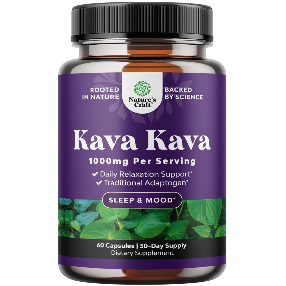 Natures Craft Kava Kava root extract capsules bottle for daily calm support.
