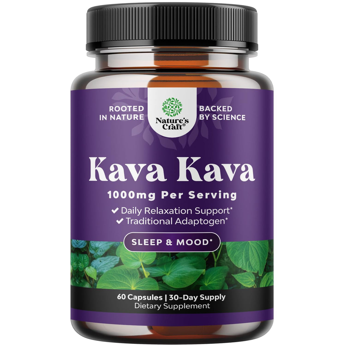 Natures Craft Kava Kava root extract capsules bottle for daily calm support.