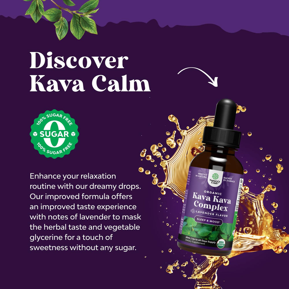 Natures Craft kavalactones visual highlight for calm focus aid.