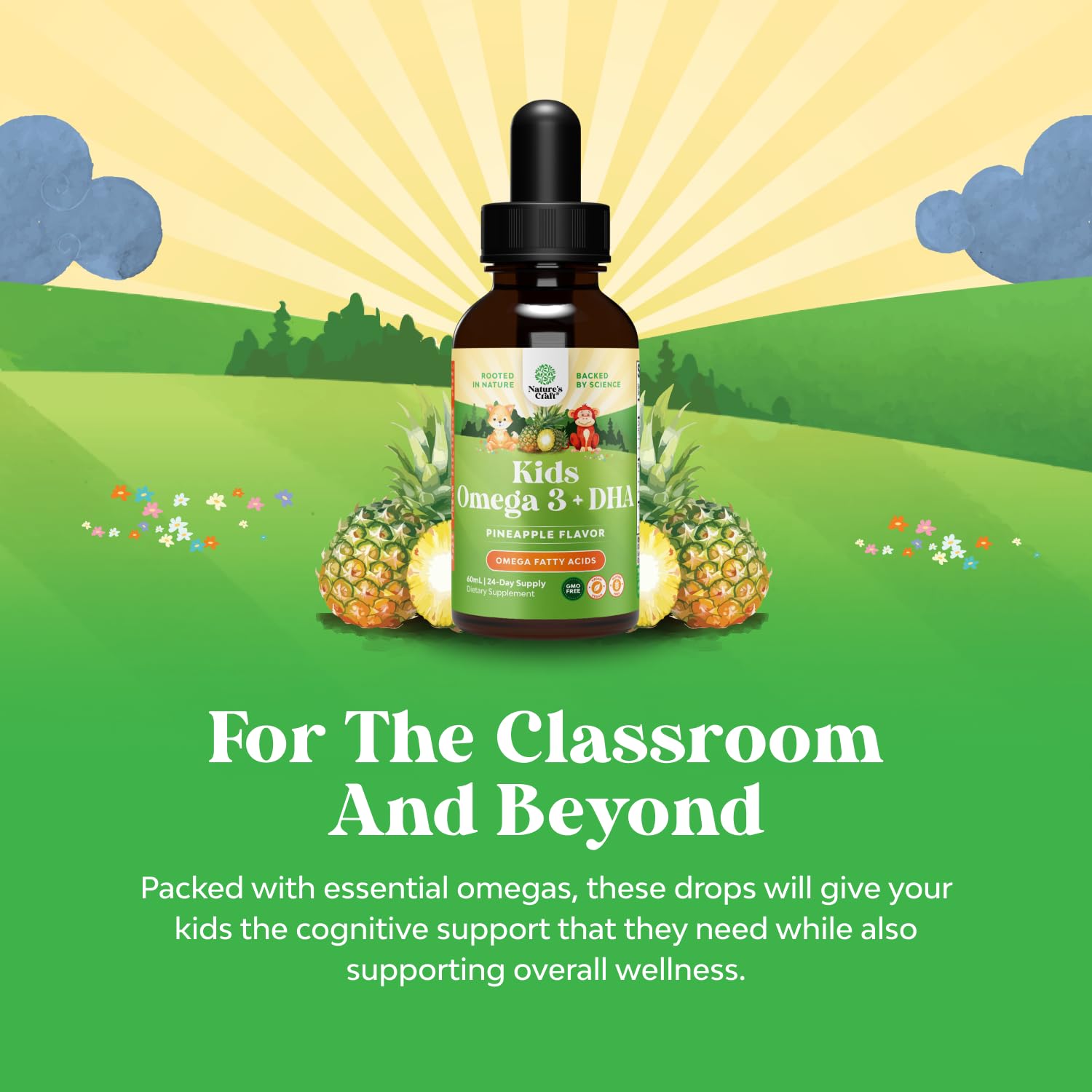 Natures Craft Kids DHA Omega 3 Drops with kid-friendly fruit flavor