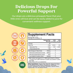 Natures Craft DHA Drops being poured for precise 2.5 mL dosing
