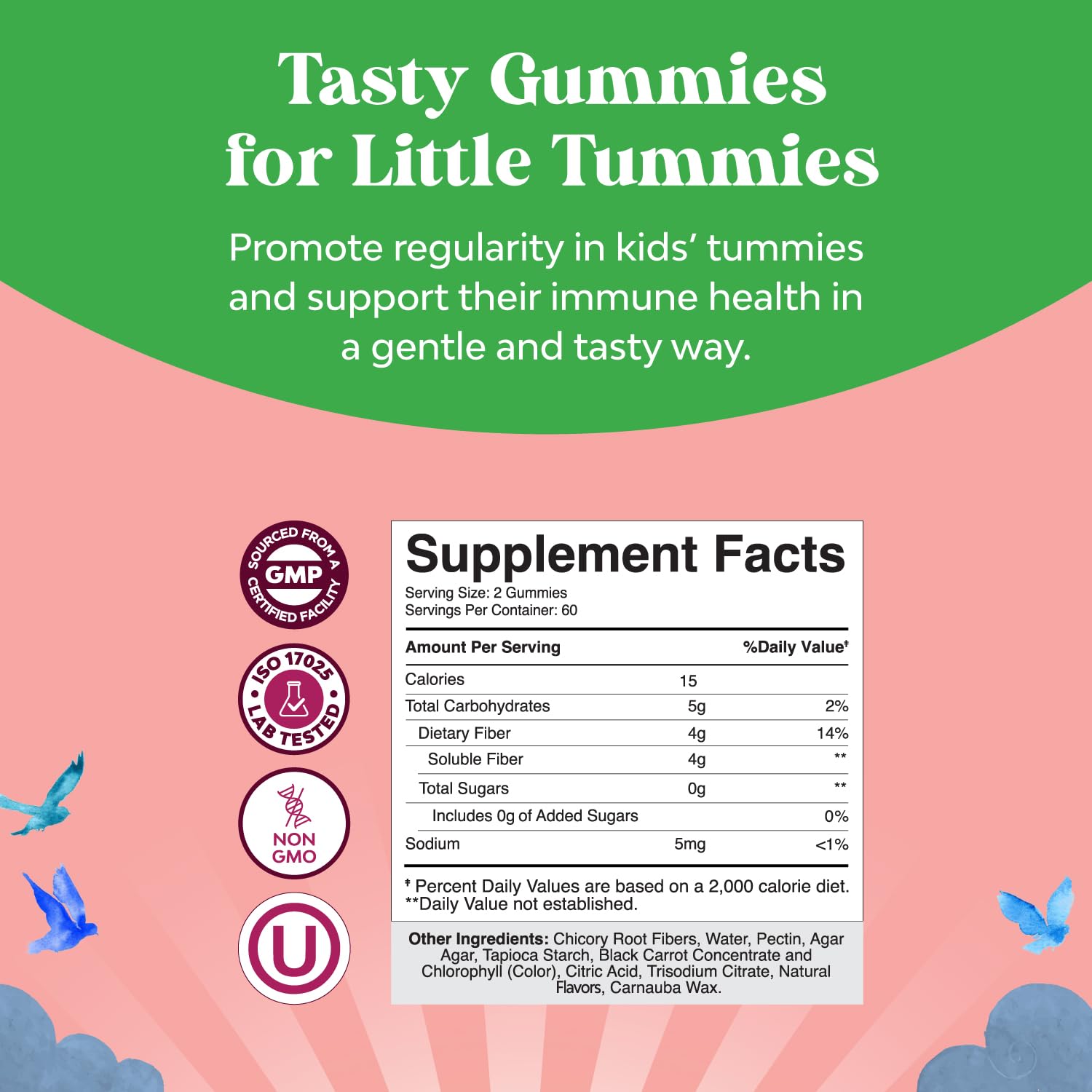 Nature's Craft Kids Fiber Gummies close-up texture and fruity flavor.