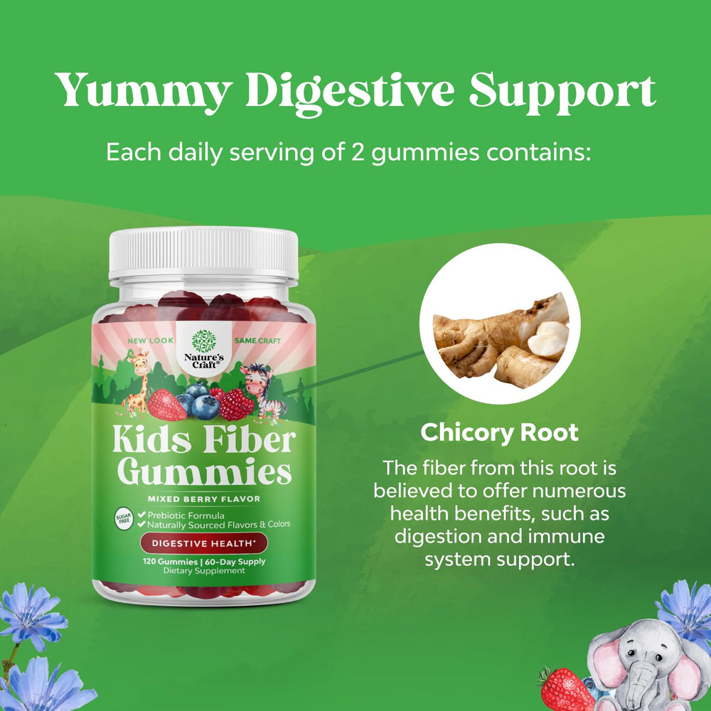 Nature's Craft Kids Fiber Gummies serving idea for daily fiber support.