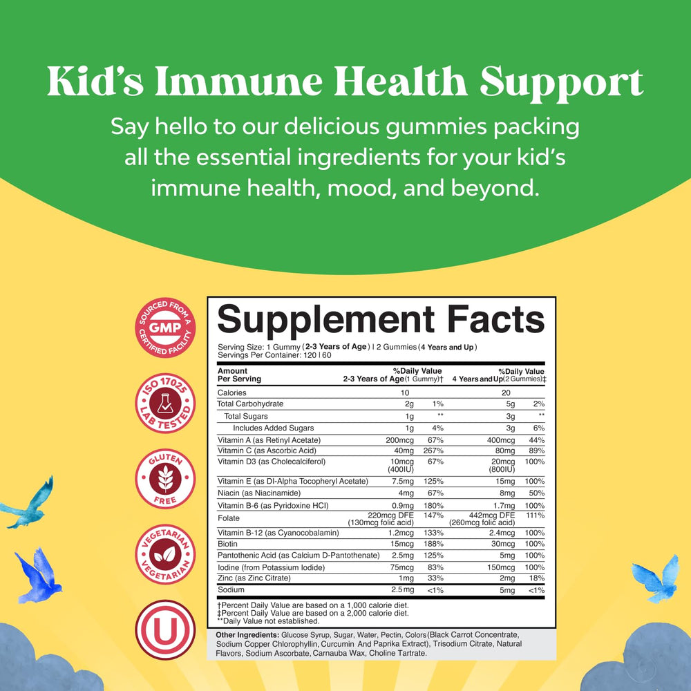 Close-up of Natures Craft immunity gummies showing bright fruit shapes for immune support