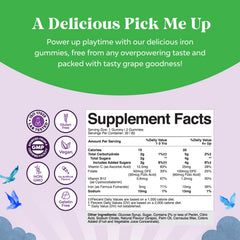 Natures Craft Kids Iron Gummies closeup shows a tasty iron boost for daily energy.