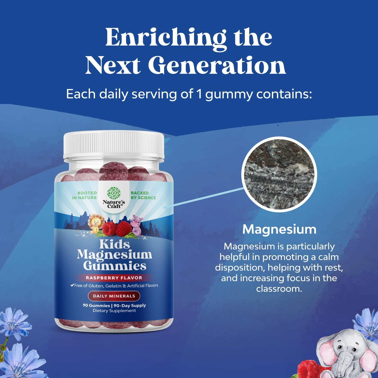 Backdrop of raspberry gummies from Natures Craft for kid-friendly wellness