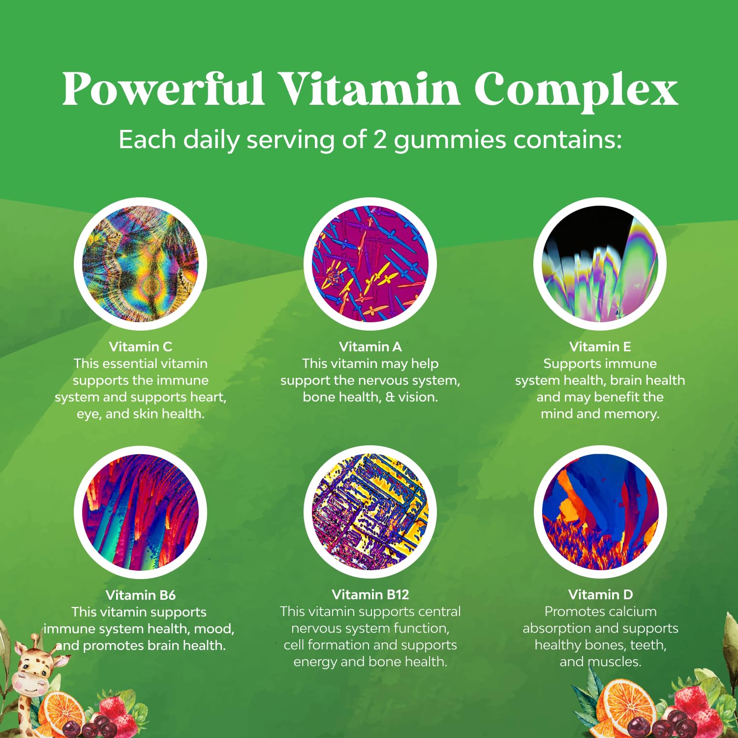 Natures Craft Kids Multivitamin Gummies bottle side view emphasizes plant based formula