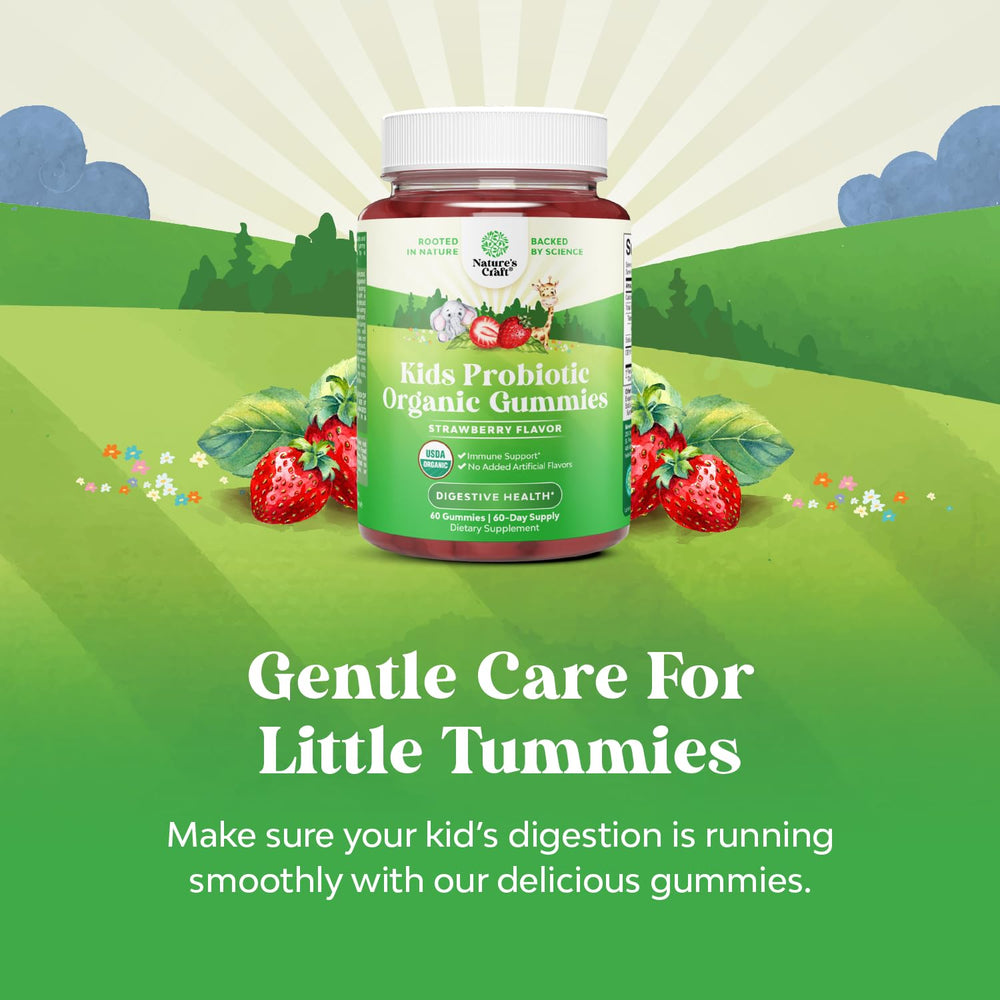Child taking Natures Craft probiotic gummy for easy daily gut support