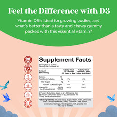 Natures Craft vitamin D gummies on a spoon emphasizing tasty berry flavor for kids.