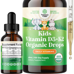 Natures Craft Kids D3 K2 Drops bottle pour for easy dosing and on-the-go use