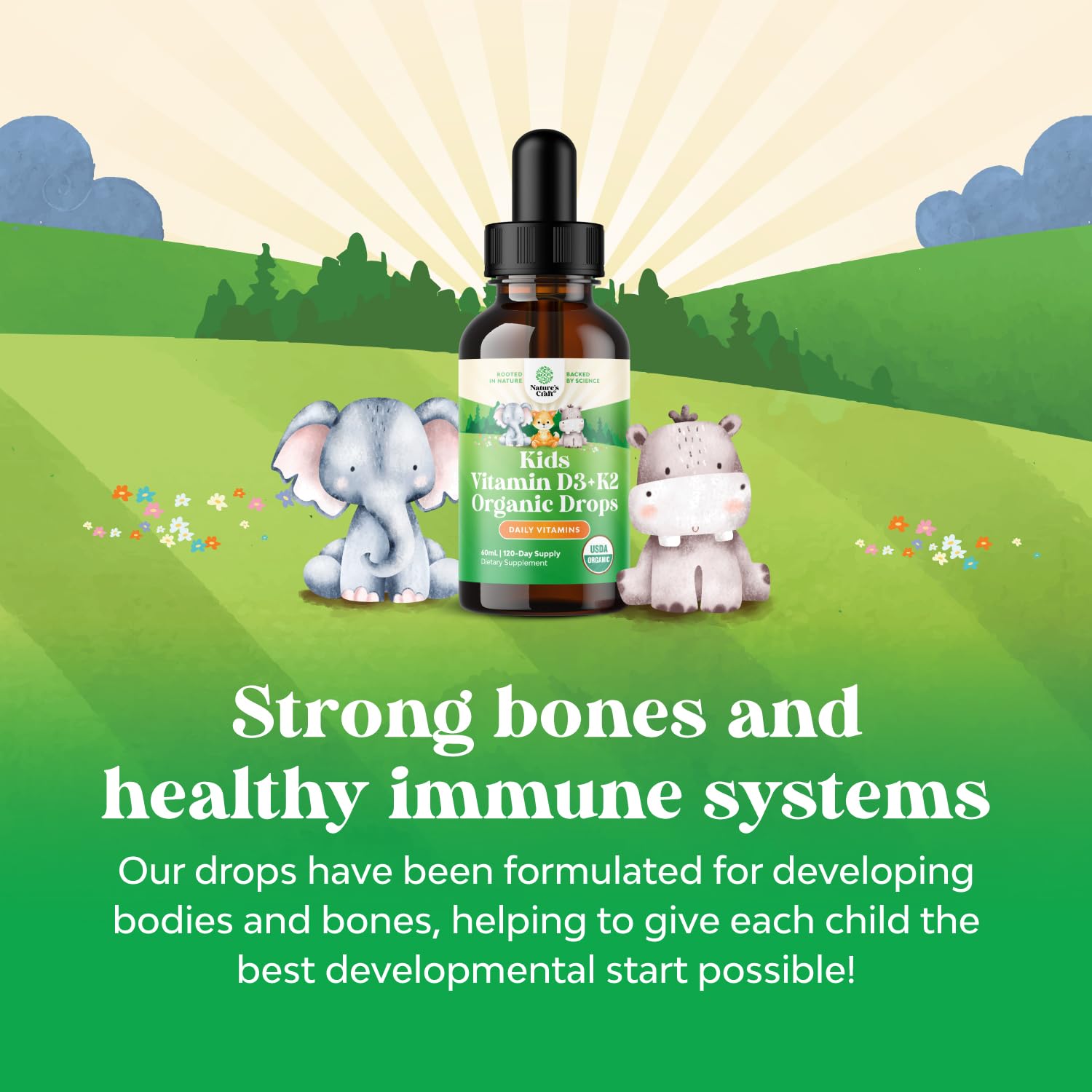 Natures Craft Kids D3 K2 Drops taste-free liquid ideal for fuss-free dosing
