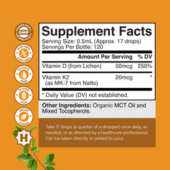 Natures Craft D3 + K2 drops pour highlights easy dosing for daily bone health