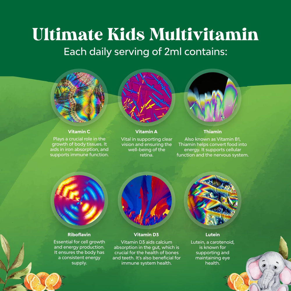 Natures Craft liquid multivitamin kids mixing with juice for easy daily use