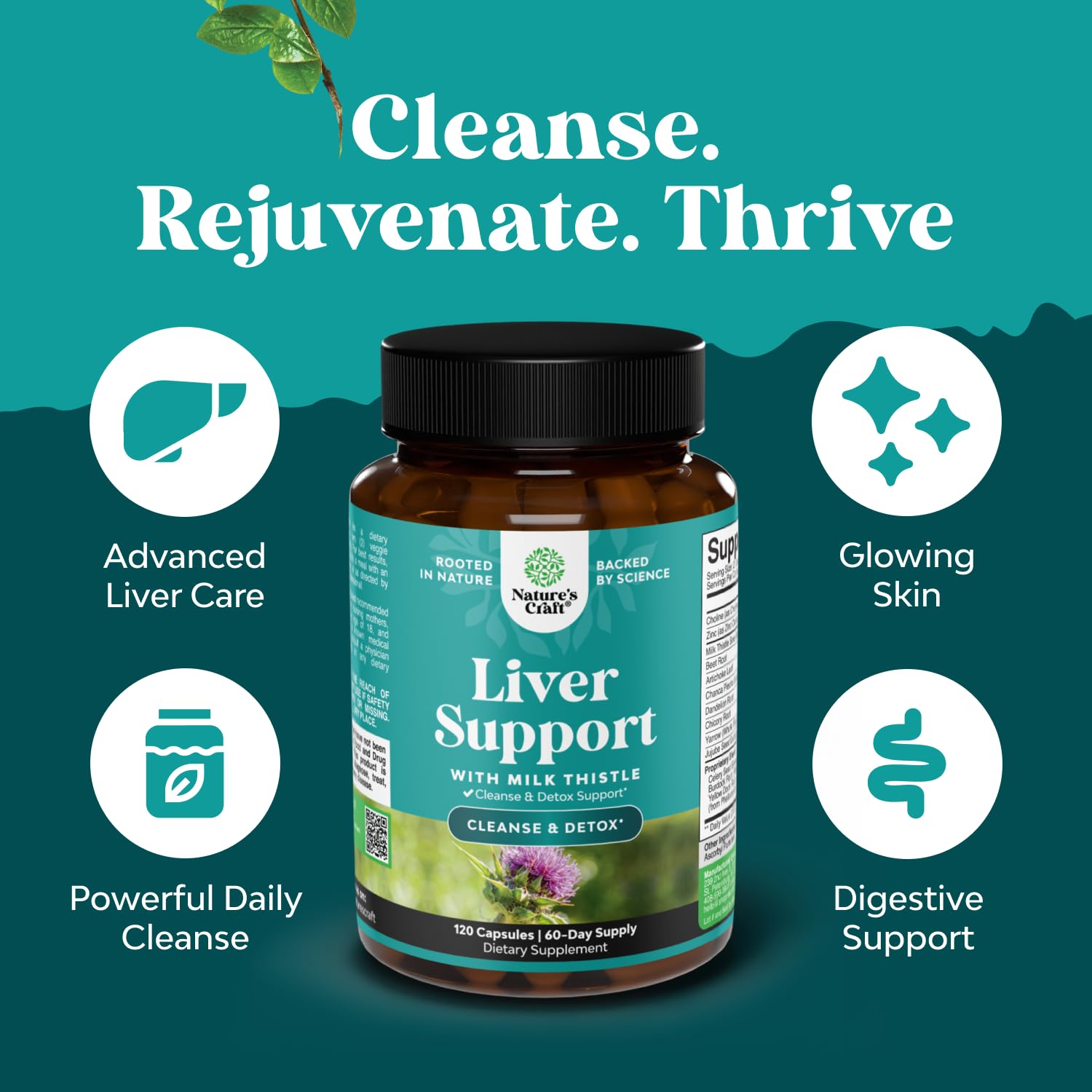 Natures Craft Liver Cleanse capsules in bottle suitable for routine detox