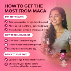 Natures Craft maca root packaging box highlights clean, non-GMO and vegan attributes.