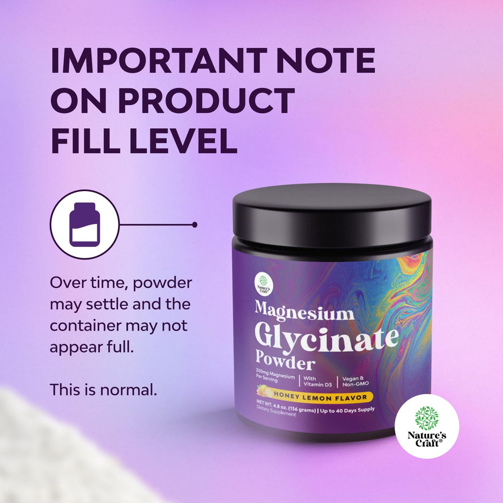 Natures Craft magnesium glycinate scoop dissolving quickly in water.