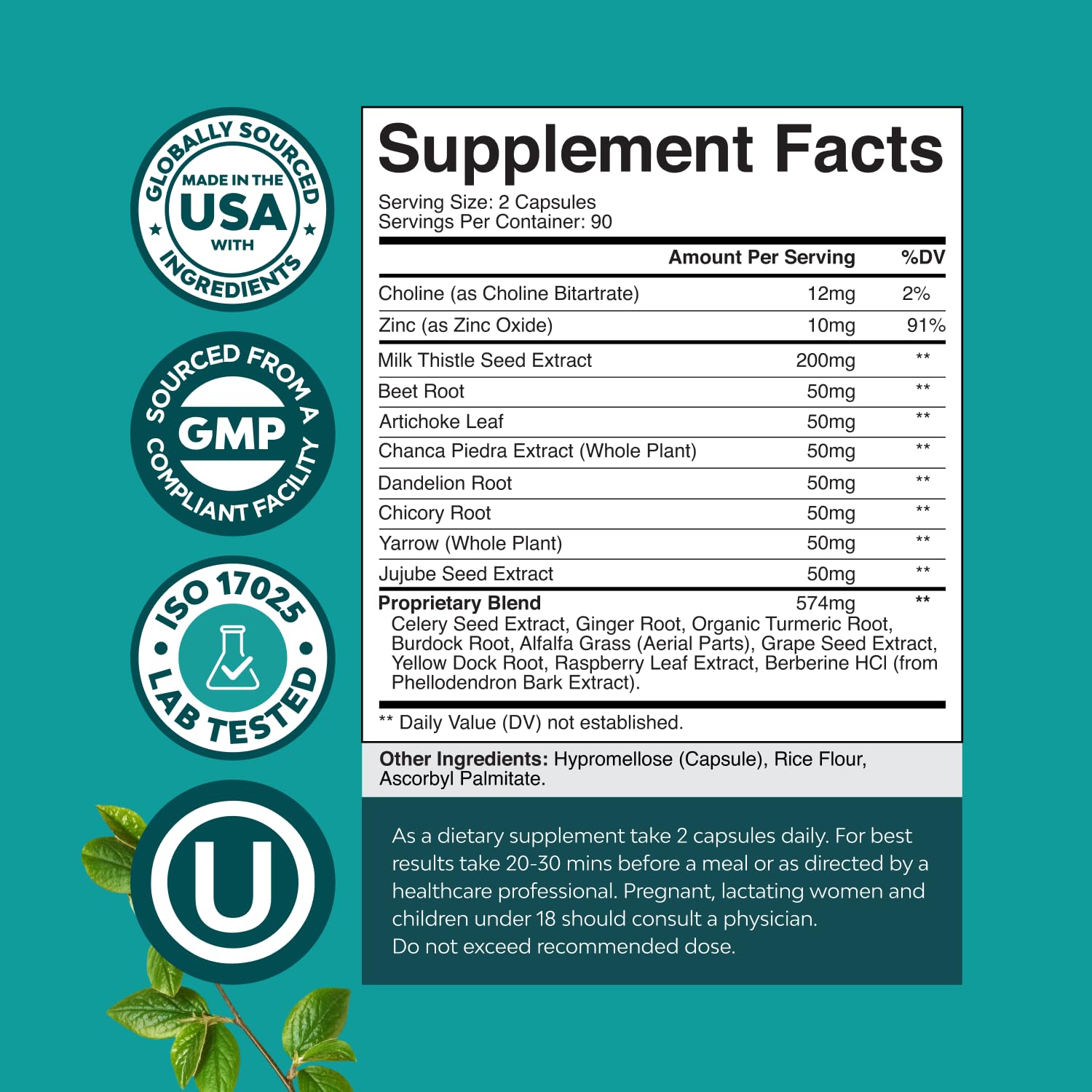 Natures Craft Milk Thistle capsules highlighting antioxidant liver protection benefits.