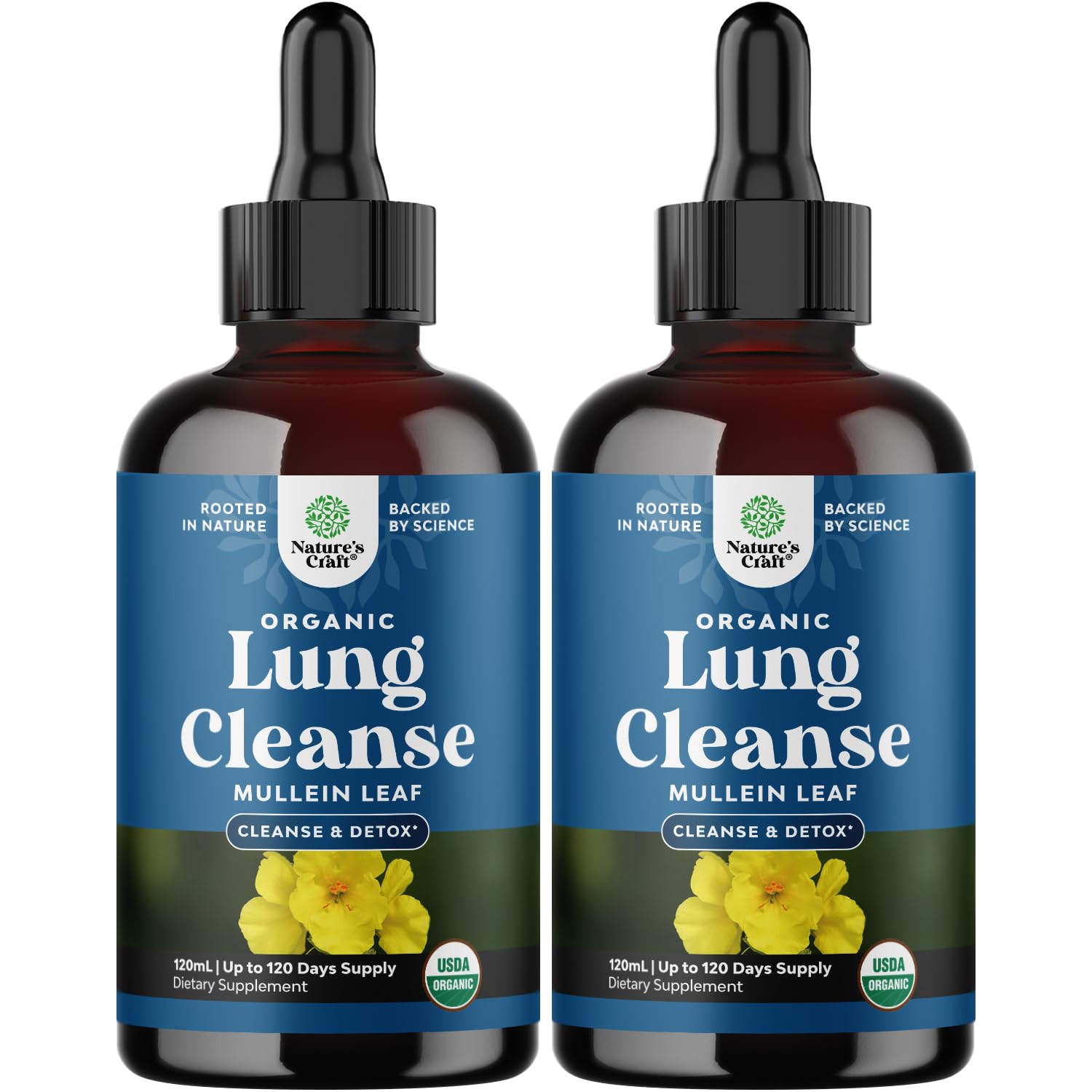 Natures Craft Mullein Drops bottle for easy respiratory support.