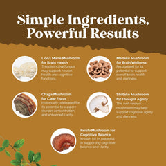 Natures Craft mushroom complex ingredients visuals on front label.