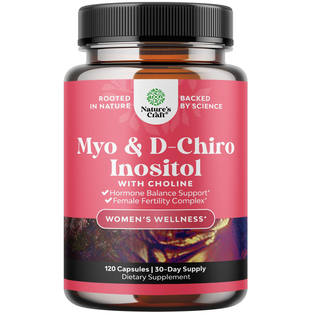 Natures Craft Myo-Inositol & D-Chiro Inositol bottle with capsules for cycle balance