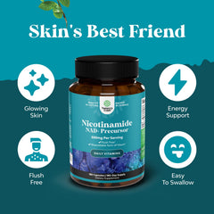 Natures Craft Niacinamide 500mg capsules closeup for easy daily use.