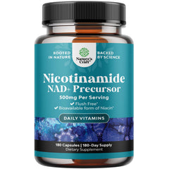 Natures Craft Niacinamide 500mg capsules front view for daily energy support.