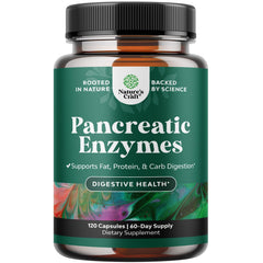 Natures Craft Pancreatin bottle on display highlighting digestive health support