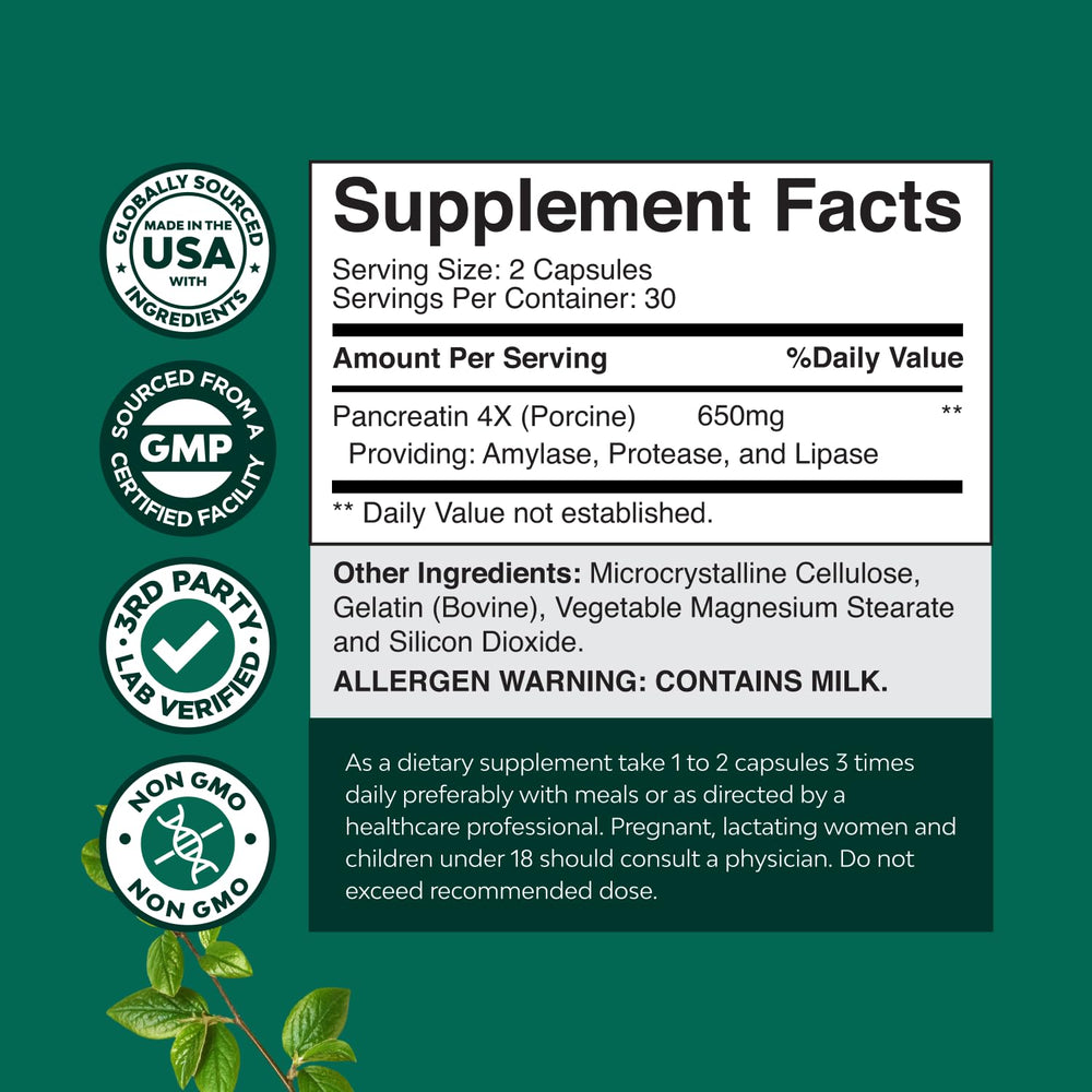 Natures Craft Pancreatin capsules for daily digestive support