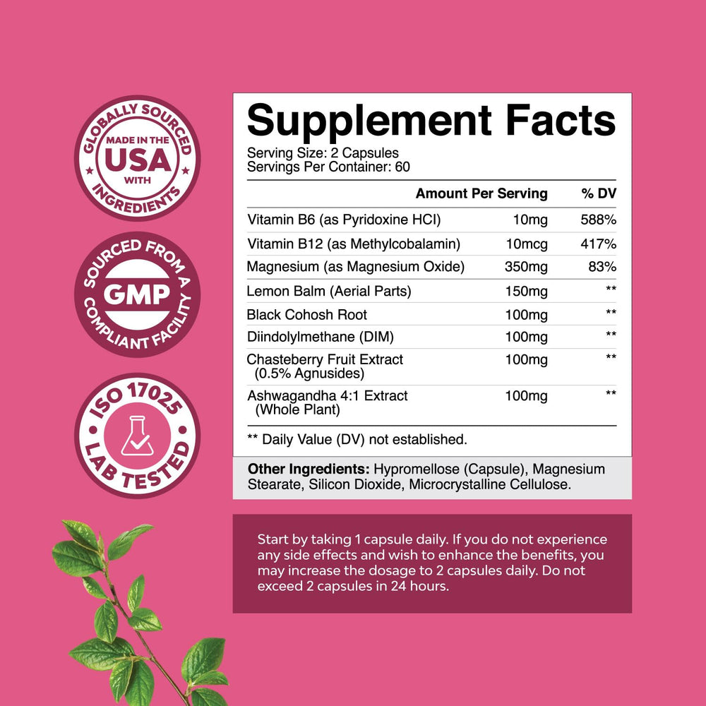 Nature's Craft PMS Support capsules in hand for daily cycle wellness.