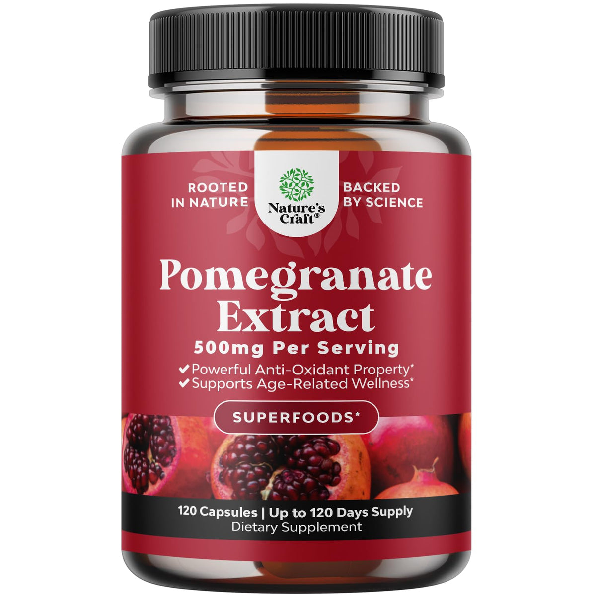 Nature's Craft pomegranate capsules bottle for daily antioxidant support