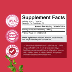 Closeup of Nature's Craft pomegranate capsules for easy daily antioxidant support