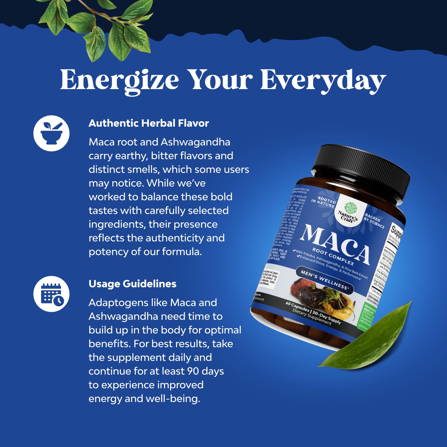 Nature's Craft Potent Black Maca label shows premium ingredients