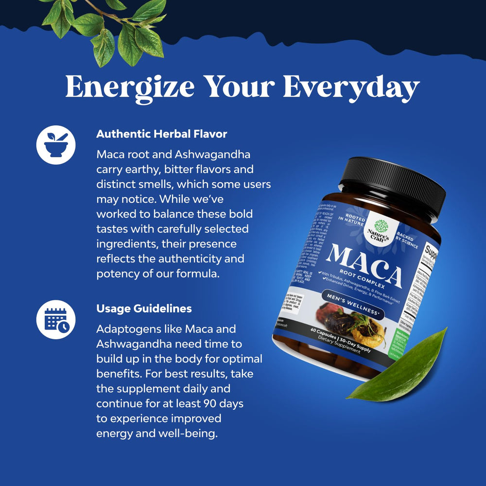 Nature's Craft Potent Black Maca label shows premium ingredients