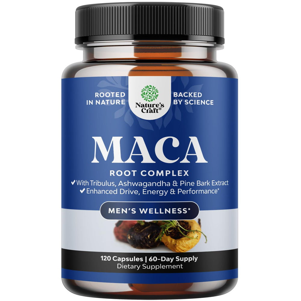Nature's Craft potent Black Maca capsules bottle for daily wellness.