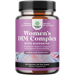 Nature's Craft Potent DIM supplement bottle front for daily hormone balance possibilities.