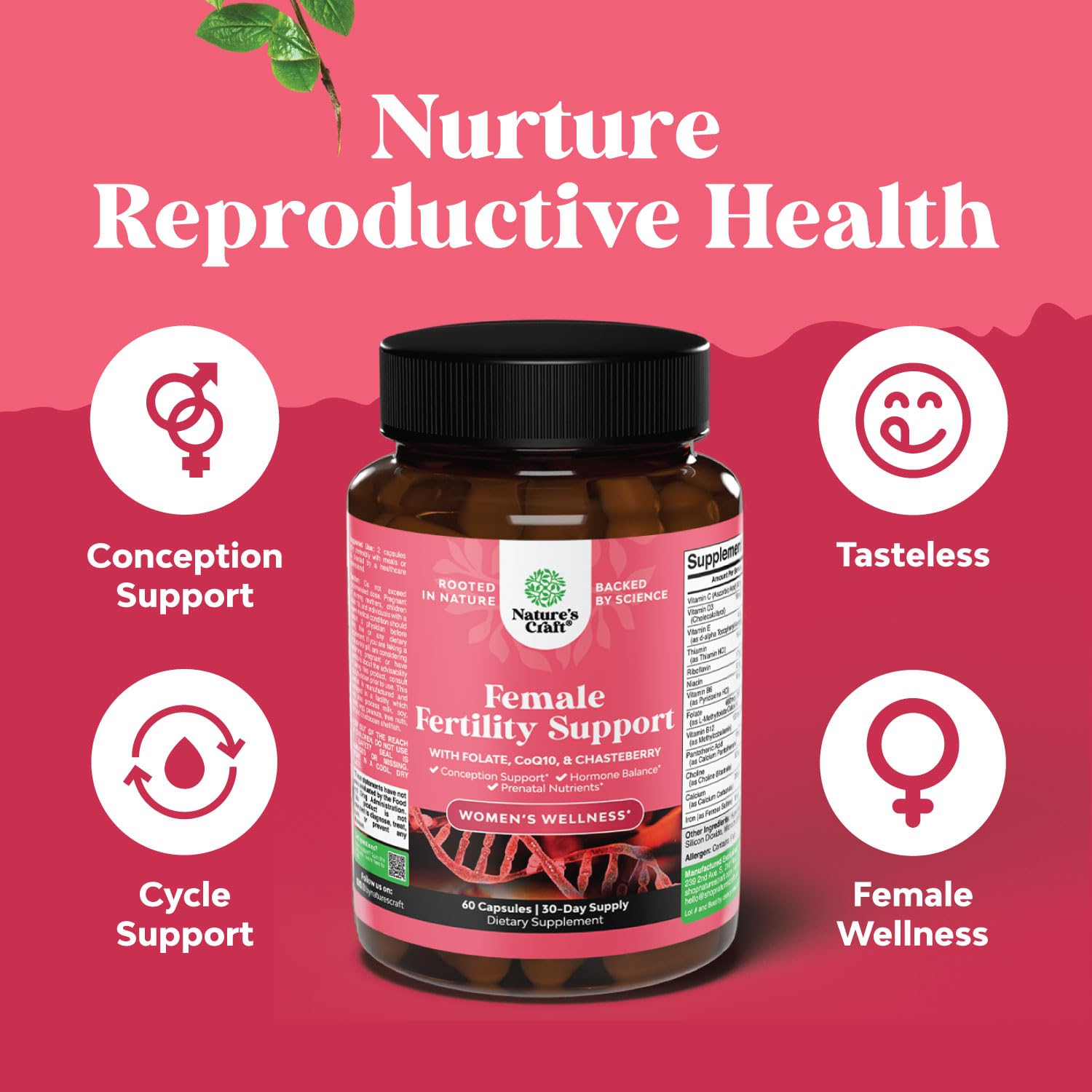 Natures Craft prenatal choline, inositol, folate tablets for planning.