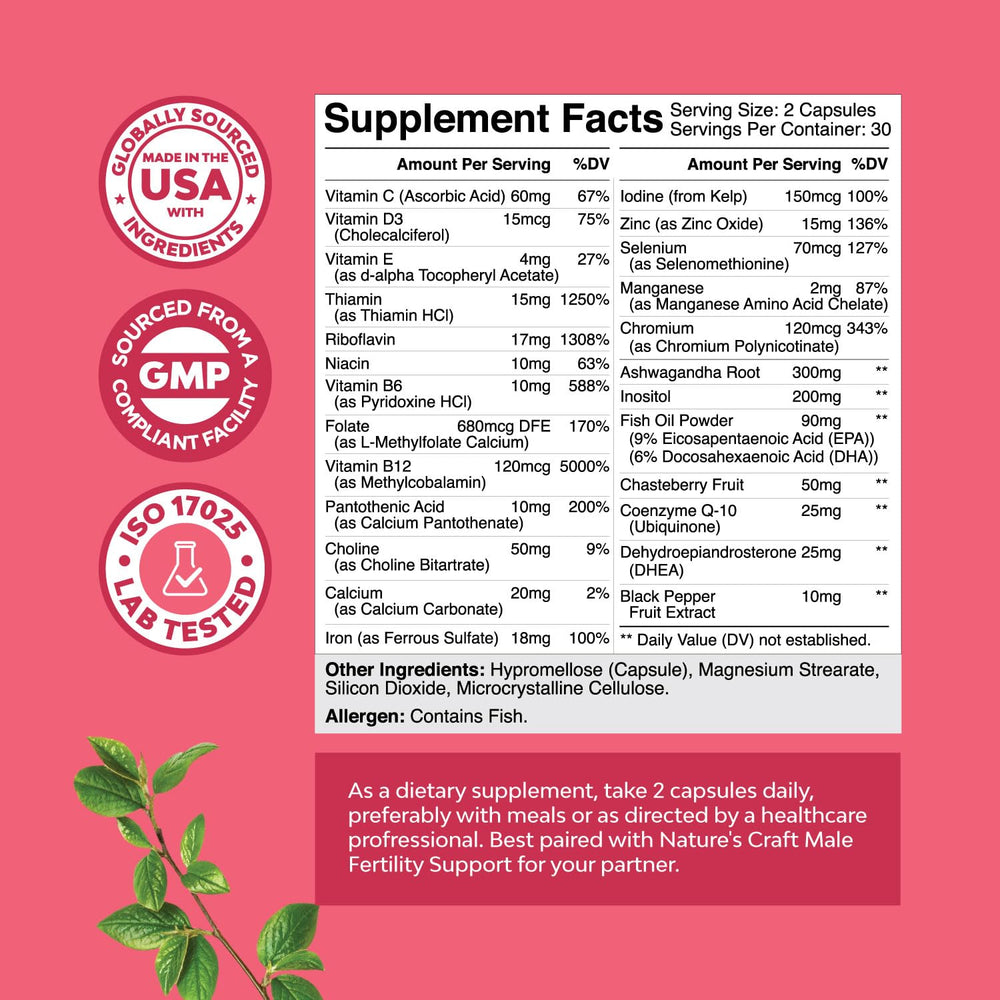 Natures Craft prenatal nutrients tablets for balanced daily intake.