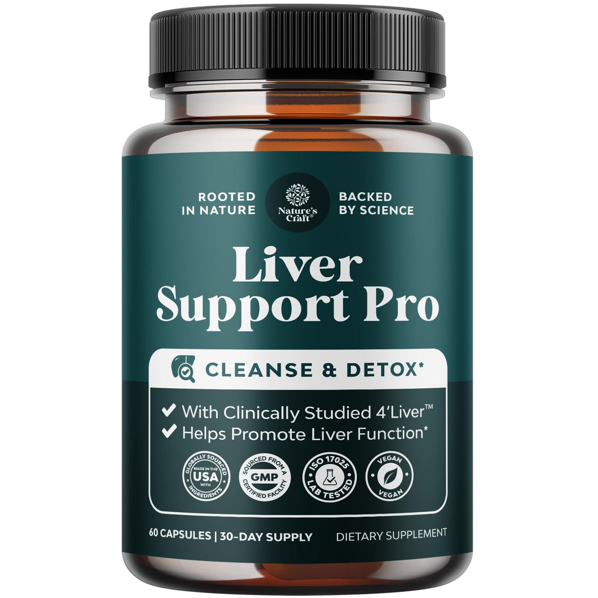 Natures Craft Pro Liver Support bottle front view for daily detox support.
