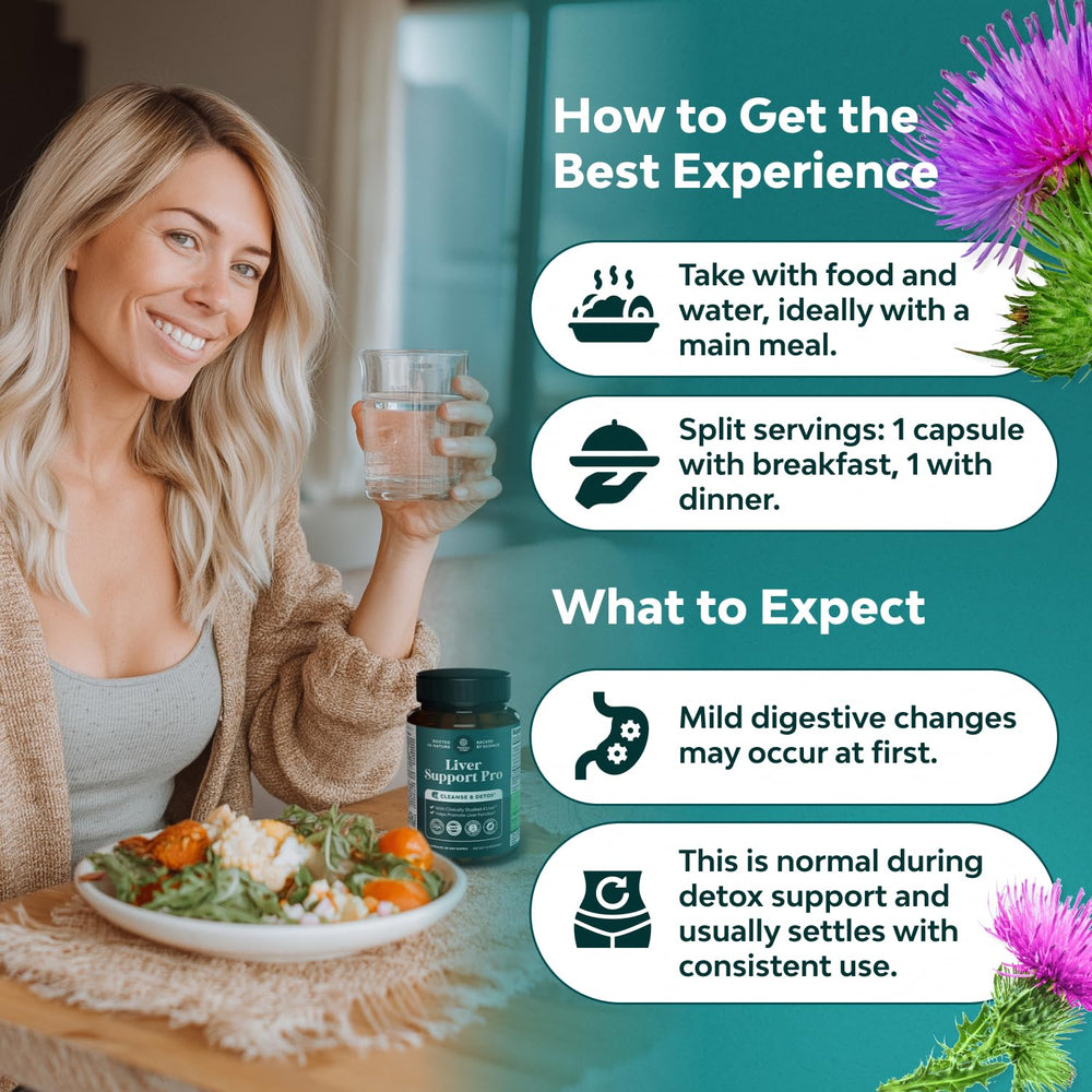 Natures Craft Pro Liver Support box confirms GMP-certified manufacturing and non-GMO botanicals.