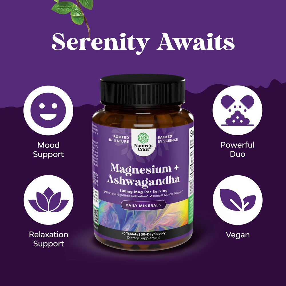 Ashwagandha root beside Natures Craft Pure Calm blend for adaptogen note